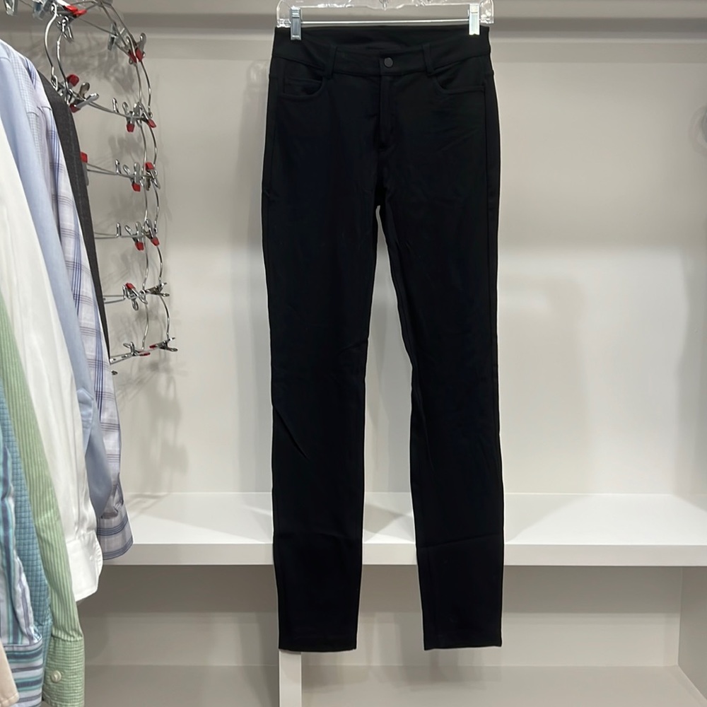 Black Athleta 5 pocket knit pants. Straight leg